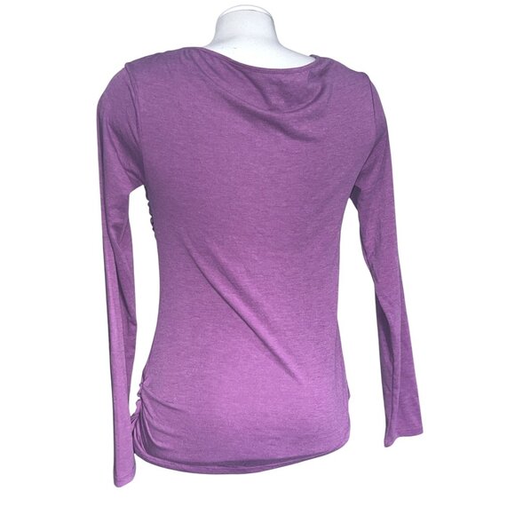 Halara Twisted V Neck Long Sleeve Ruched Skinny Work Top Sz Large Pink Womens - Picture 5 of 12